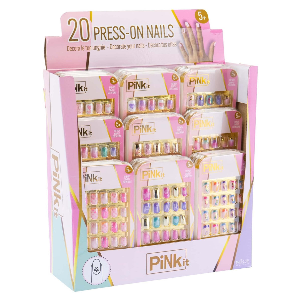 PINKIT Press On Nails Unghie Finte a Pressione per Manicure e Nail Art 1 Confezione da 20 Unghie