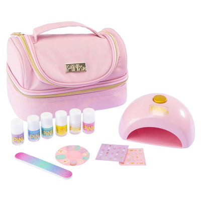 PINK IT Beauty Case Nails Set da Viaggio per Nail Art con Asciugatore per Unghie e Smalti
