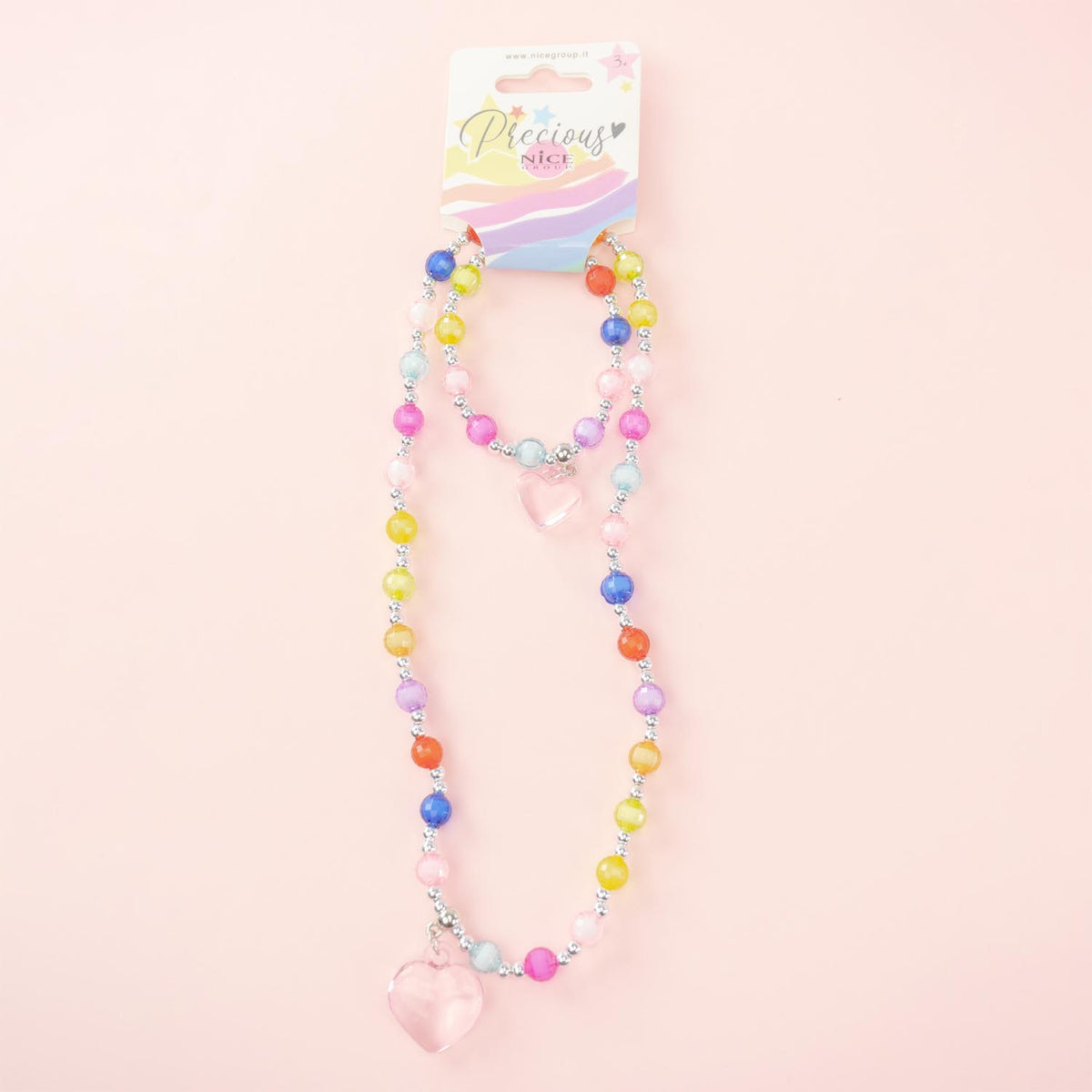 Nice Precious Set 2 Pezzi Collana e Bracciale Cuori Colorati - 25132