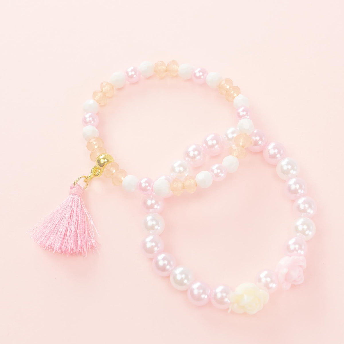 Nice Precious Set Bracciali Rose Rose Perle e Nappina - 25013