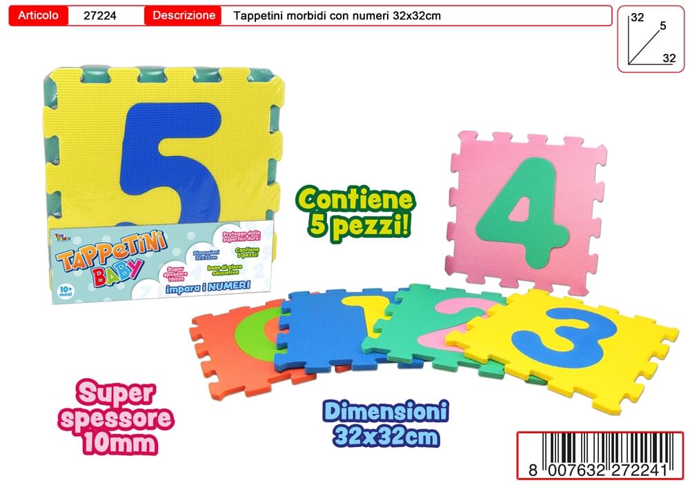 Tappetino puzzle in EVA con numeri colorati 32x32cm spessore 10mm
