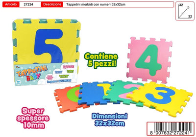 Tappetino puzzle in EVA con numeri colorati 32x32cm spessore 10mm