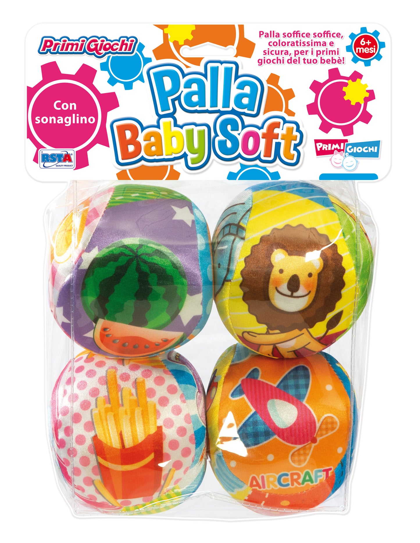 4 PALLE BABY SOFT CON SONAGLINO 10cm - 10658