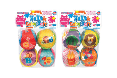 Set 4 palle baby soft RS Toys con sonaglino interno 10 cm, colori vivaci