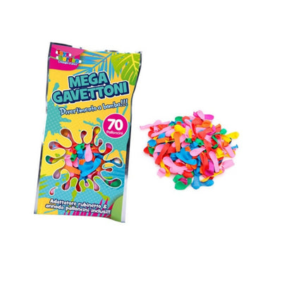 70 palloncini colorati per bombe d'acqua Mega Gavettoni 28089, confezione per giochi estivi