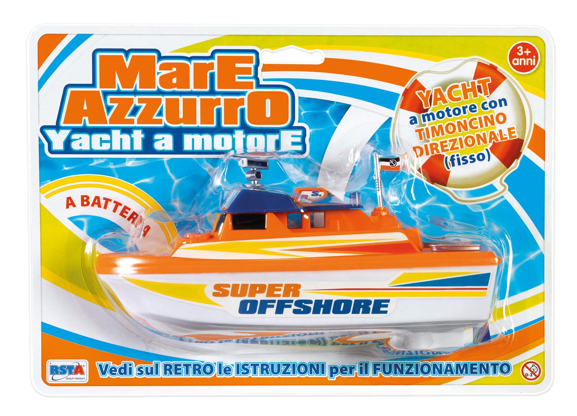 Battello yacht a motore Mare Azzurro a batteria, modello offshore galleggiante per giochi acquatici