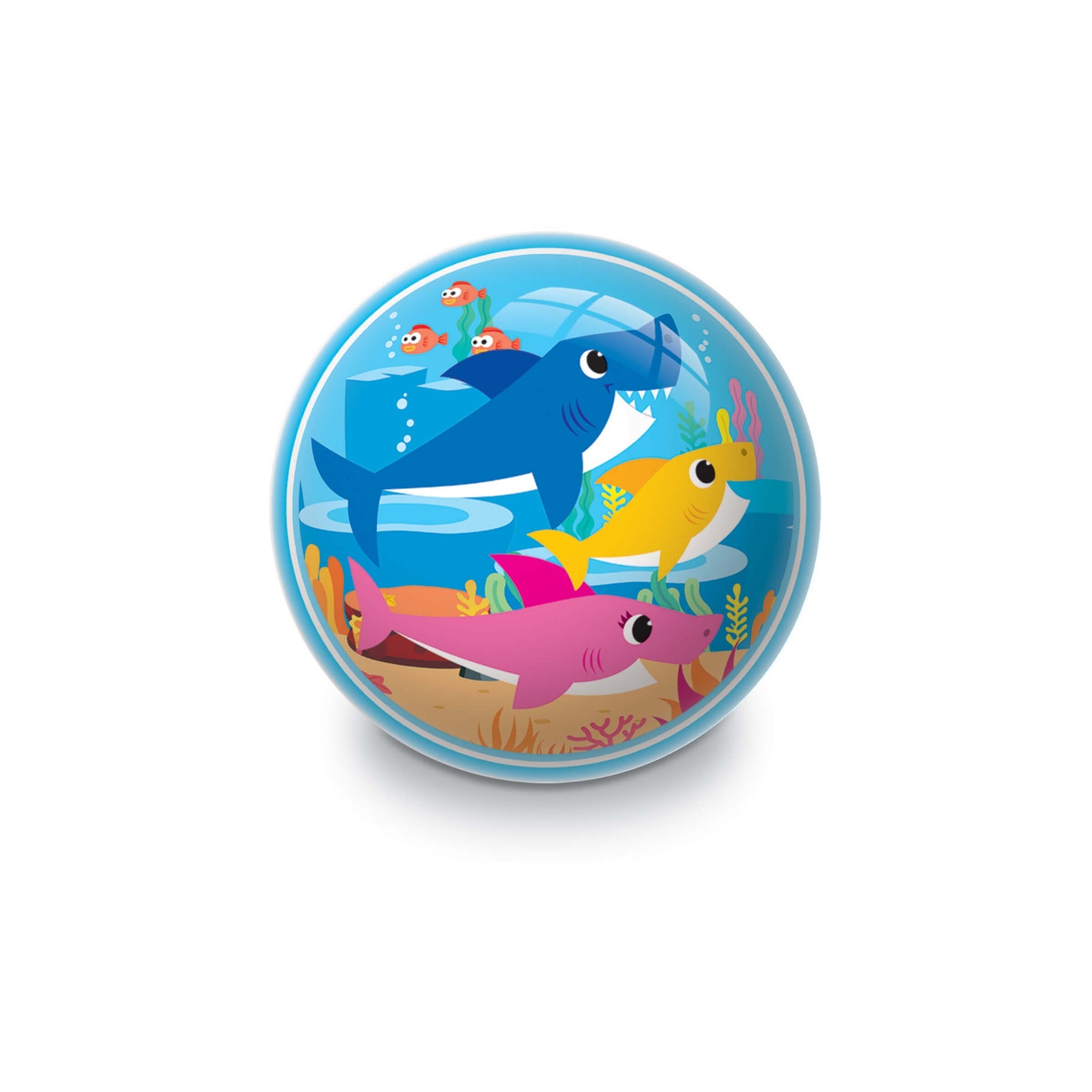 Mini pallone Baby Shark dettaglio grafica squaletto giallo