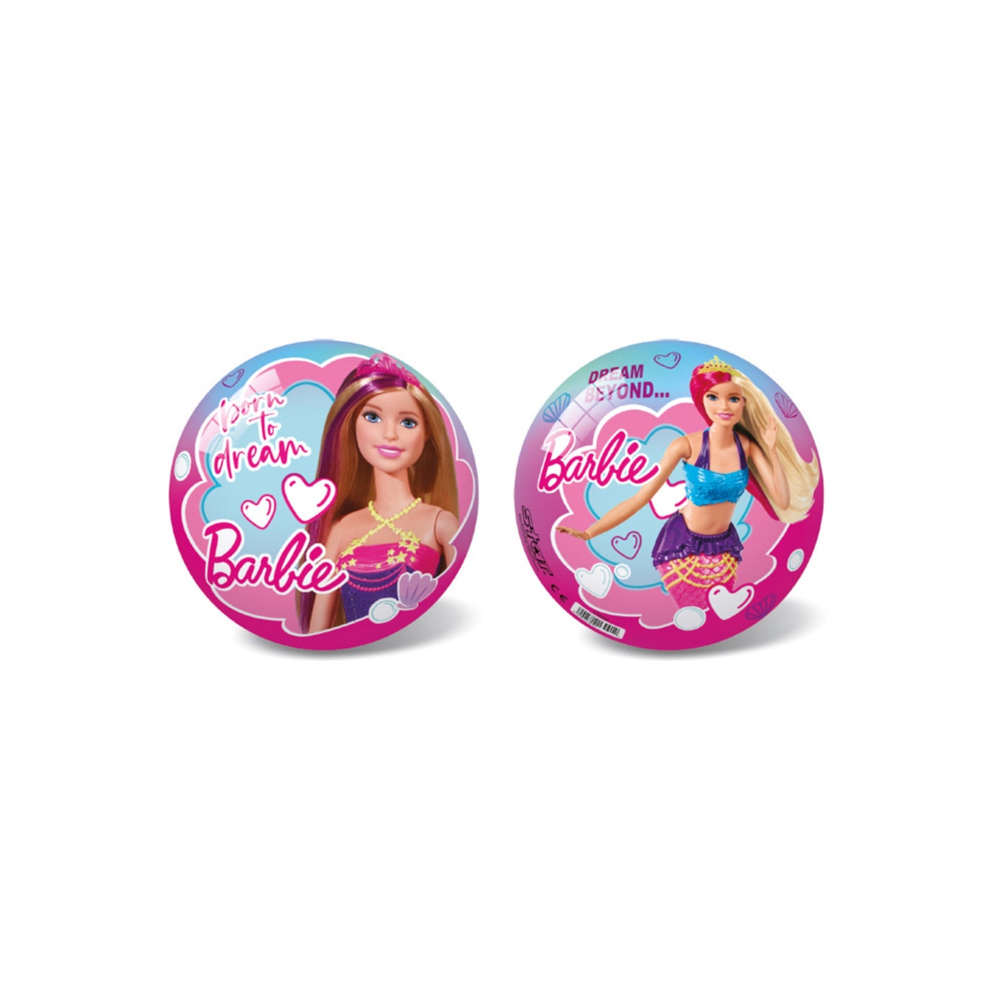 Mini pallone Barbie in gomma 14cm colori vivaci per bambine