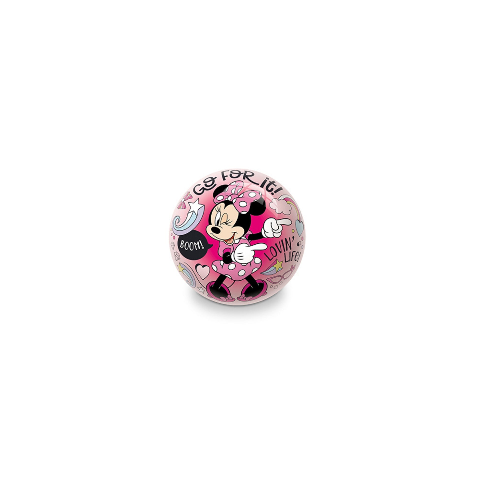 Mini pallone Minnie Mouse in gomma 14cm grafica iconica Disney