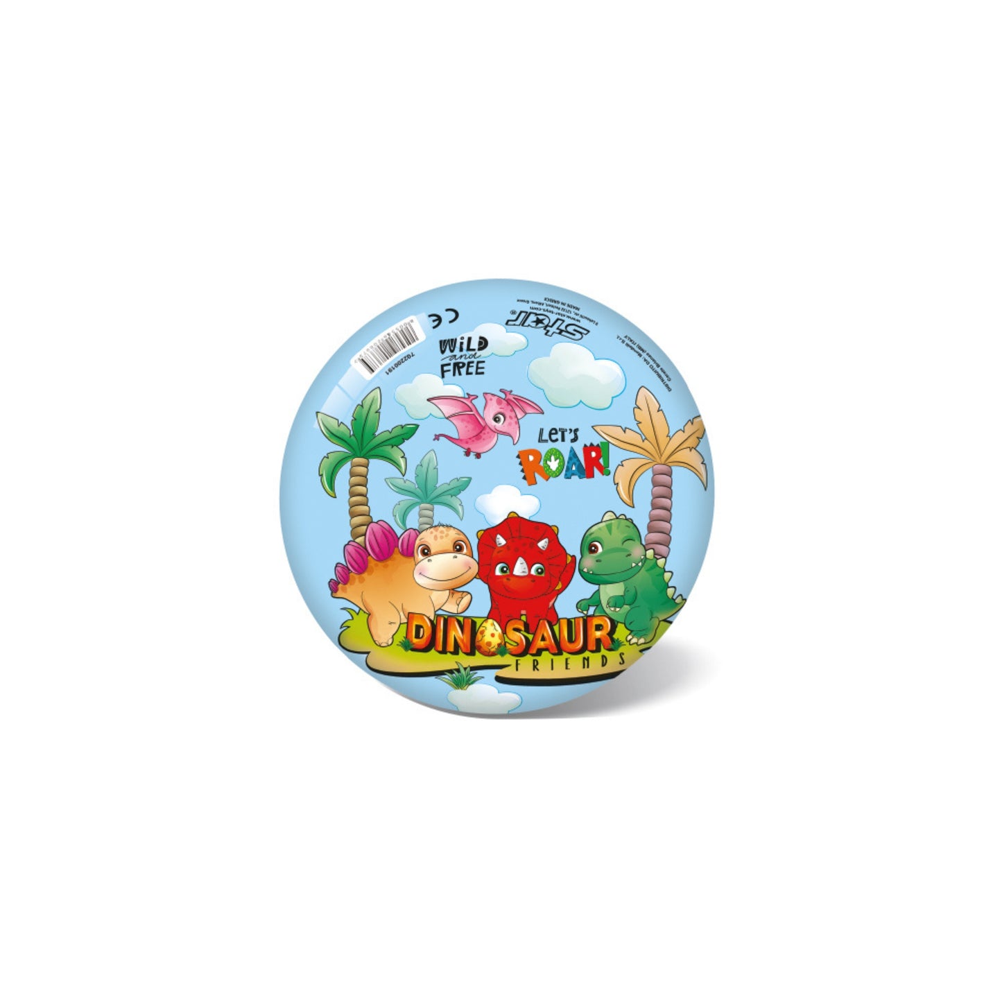 Pallone Dinosauri PVC diametro 23 cm taglia 5 illustrazioni dinosauri