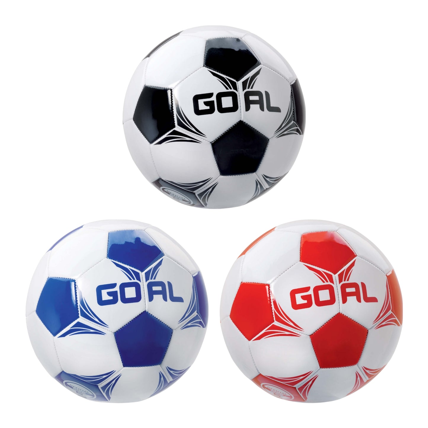 Pallone calcio Goal cucito PVC taglia 5 diametro 23 cm bianco nero