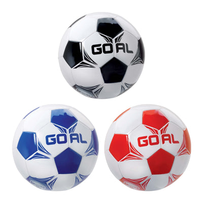 Pallone calcio Goal cucito PVC taglia 5 diametro 23 cm bianco nero