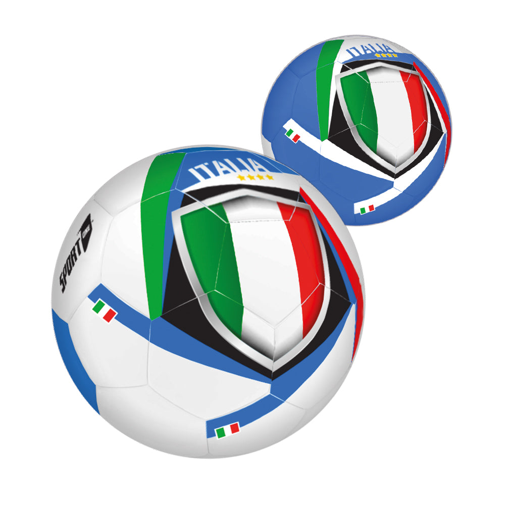 Pallone calcio Italia cuoio sintetico cucito diametro 23 cm taglia 5