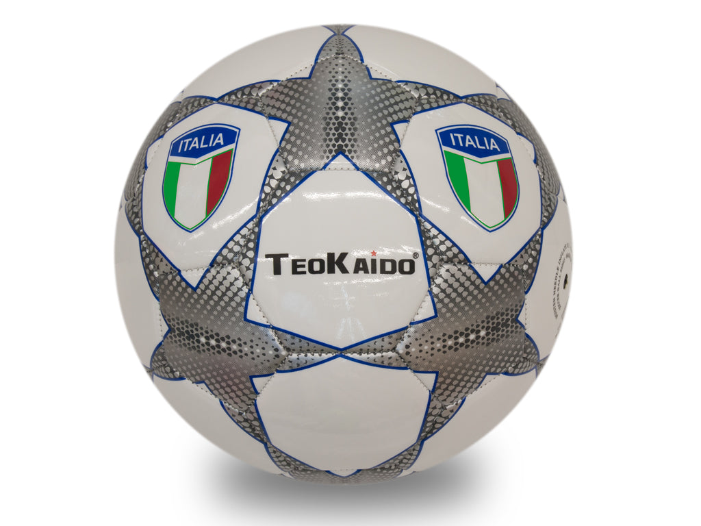 Pallone calcio Teokaido taglia 5 Stella Argento pannelli bandiera italiana design argento