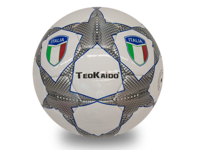 Pallone calcio Teokaido taglia 5 Stella Argento pannelli bandiera italiana design argento