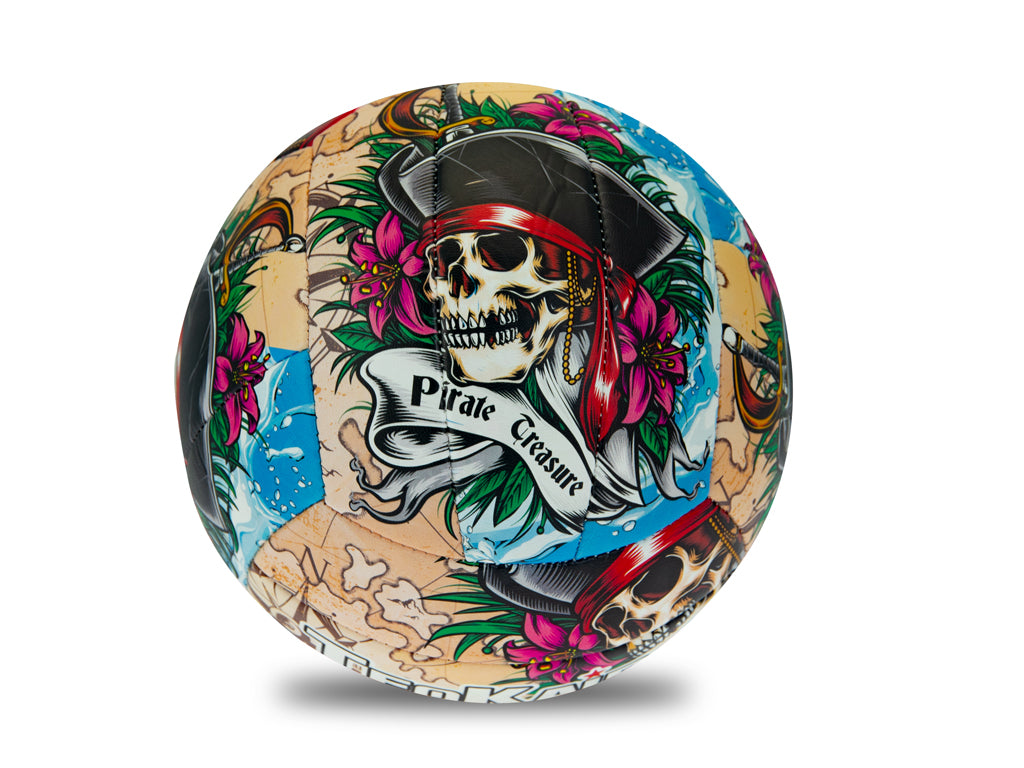 Pallone volley Teokaido taglia 5 Pirata teschio e rose rosse design avventuroso