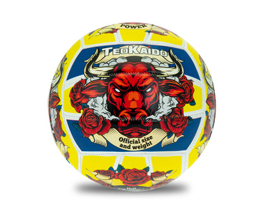 Pallone volley Teokaido taglia 5 Toro design toro furente rose rosse sfondo giallo blu