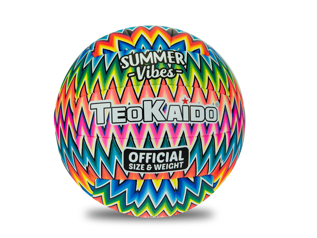 Pallone volley Teokaido taglia 5 Summer Vibes pattern zig-zag multicolore dimensioni ufficiali