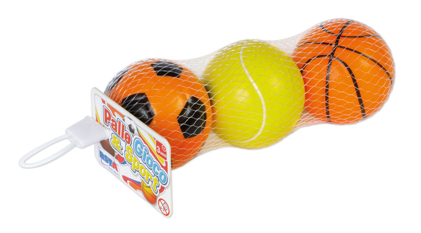 Rete palle sport 6,3cm confezione rete 3 pezzi