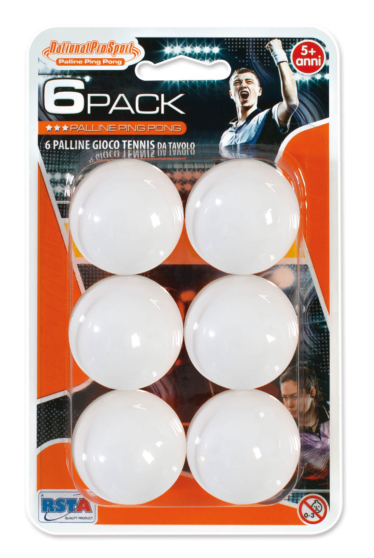 Set 6 palline da ping pong RSTA 10079 rimbalzo uniforme alta durata
