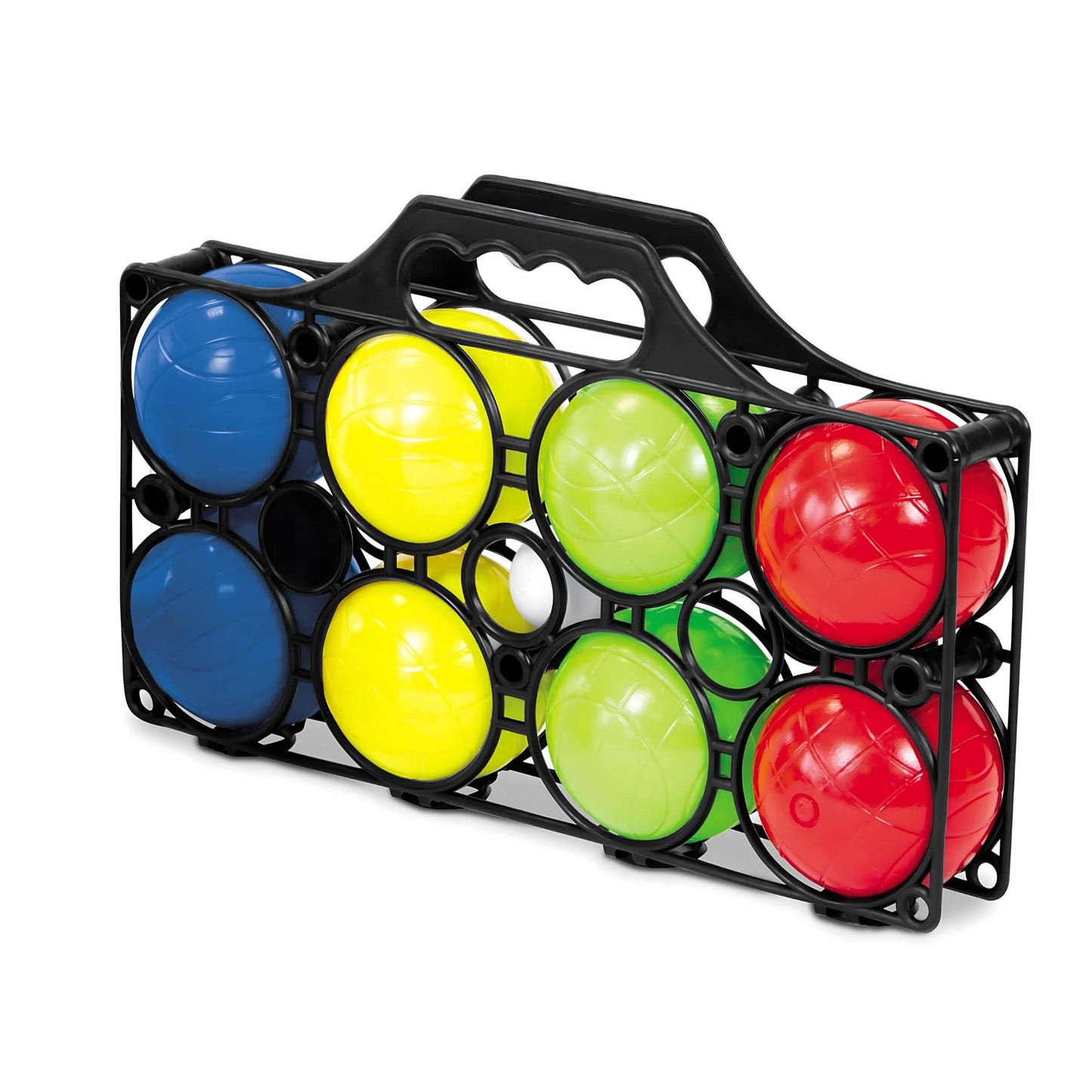 Set 8 bocce piene con boccino in colori assortiti per gioco all'aperto