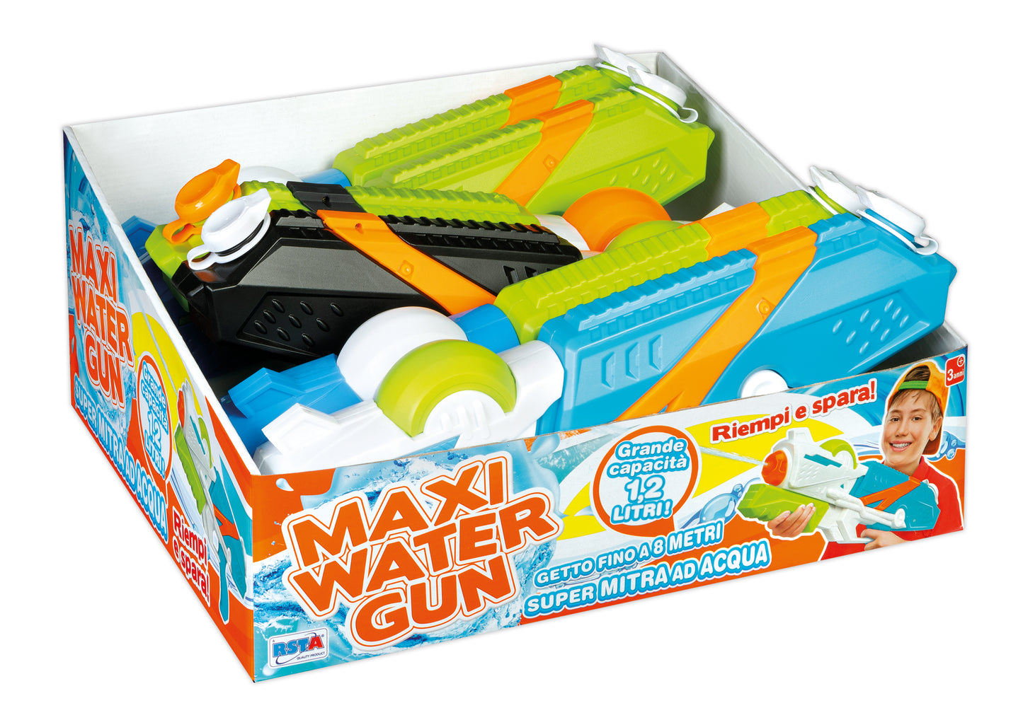 Pistola ad acqua 40cm vista laterale colori assortiti