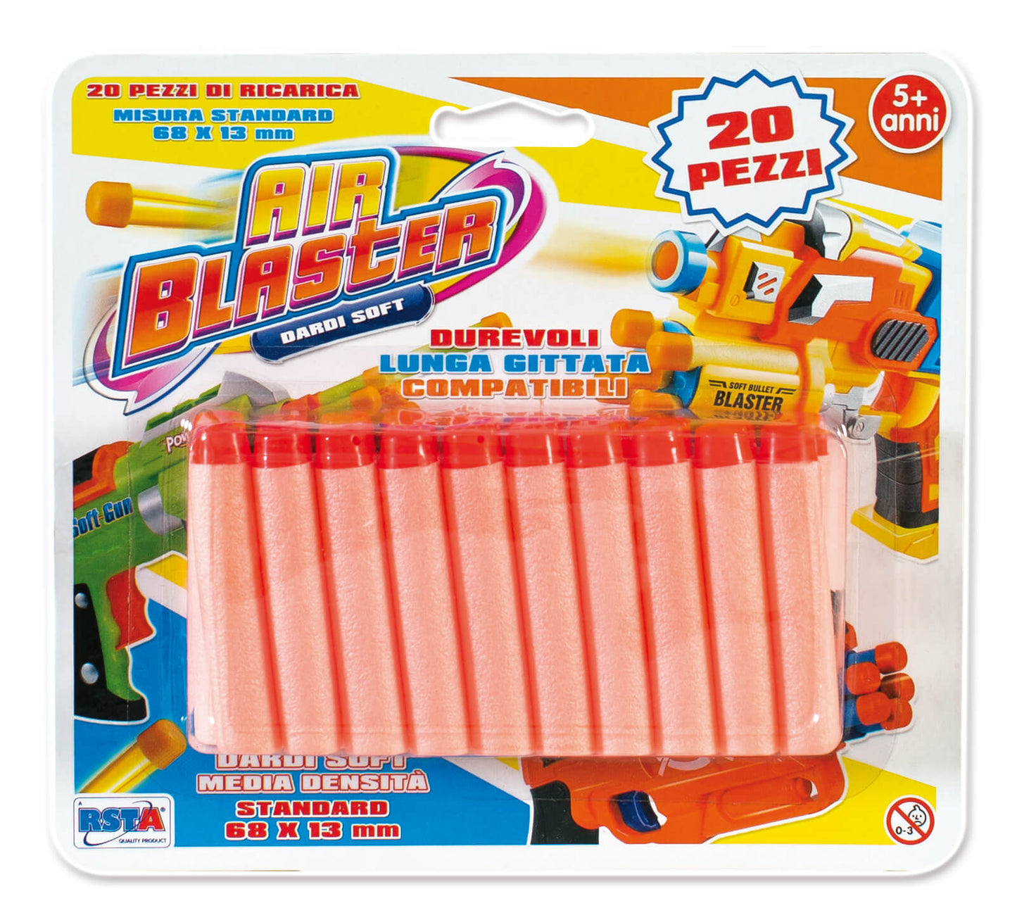 Dardi AirBlaster 20cm set 20 dardi ricarica 68x13mm compatibili blaster