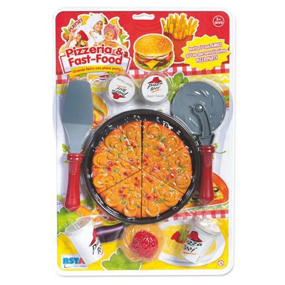 Set pizza giocattolo 6 pezzi con accessori fast food in plastica per bambini