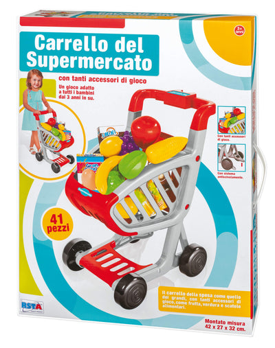 Carrello supermercato giocattolo con 41 accessori frutta verdura e alimenti inclusi