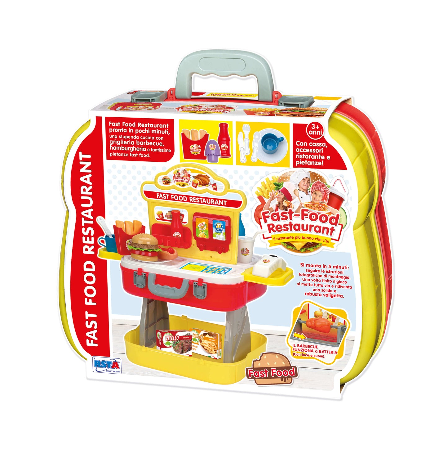 Bauletto Fast Food Restaurant con accessori cucina stile fast food per gioco di ruolo bambini