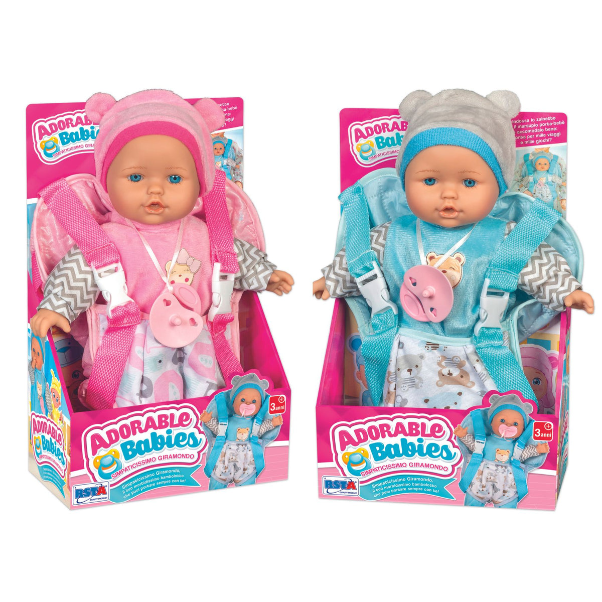 BAMBOLA ADORABLE BABIES CON ZAINETTO GIRAMONDO - 11358