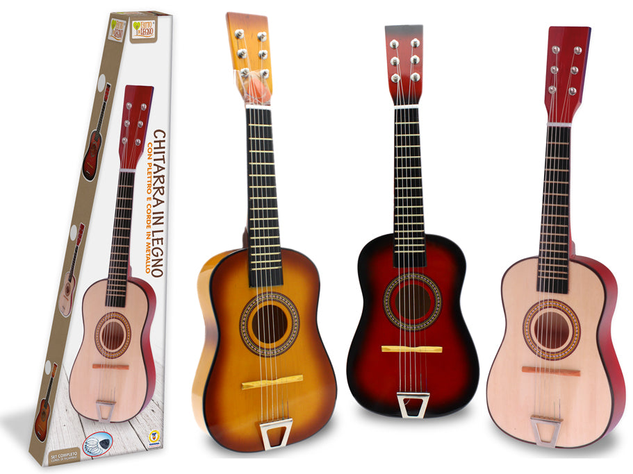 Chitarra in legno 60cm per giovani musicisti con set corde di ricambio