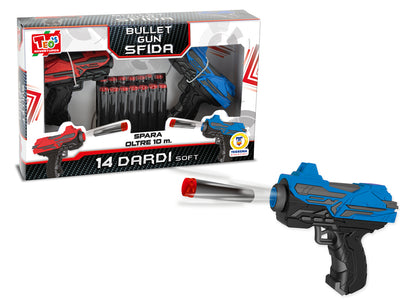 Set sfida pistole Teos Soft Bullet rossa e blu con 14 proiettili morbidi inclusi