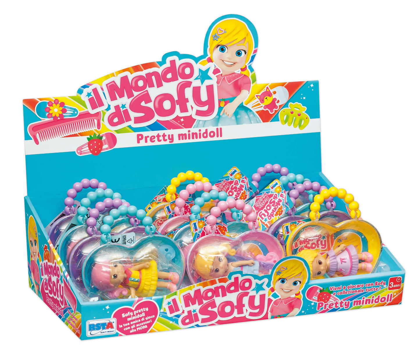 Sofy minidoll 9cm in borsetta cuoricino con manico perle