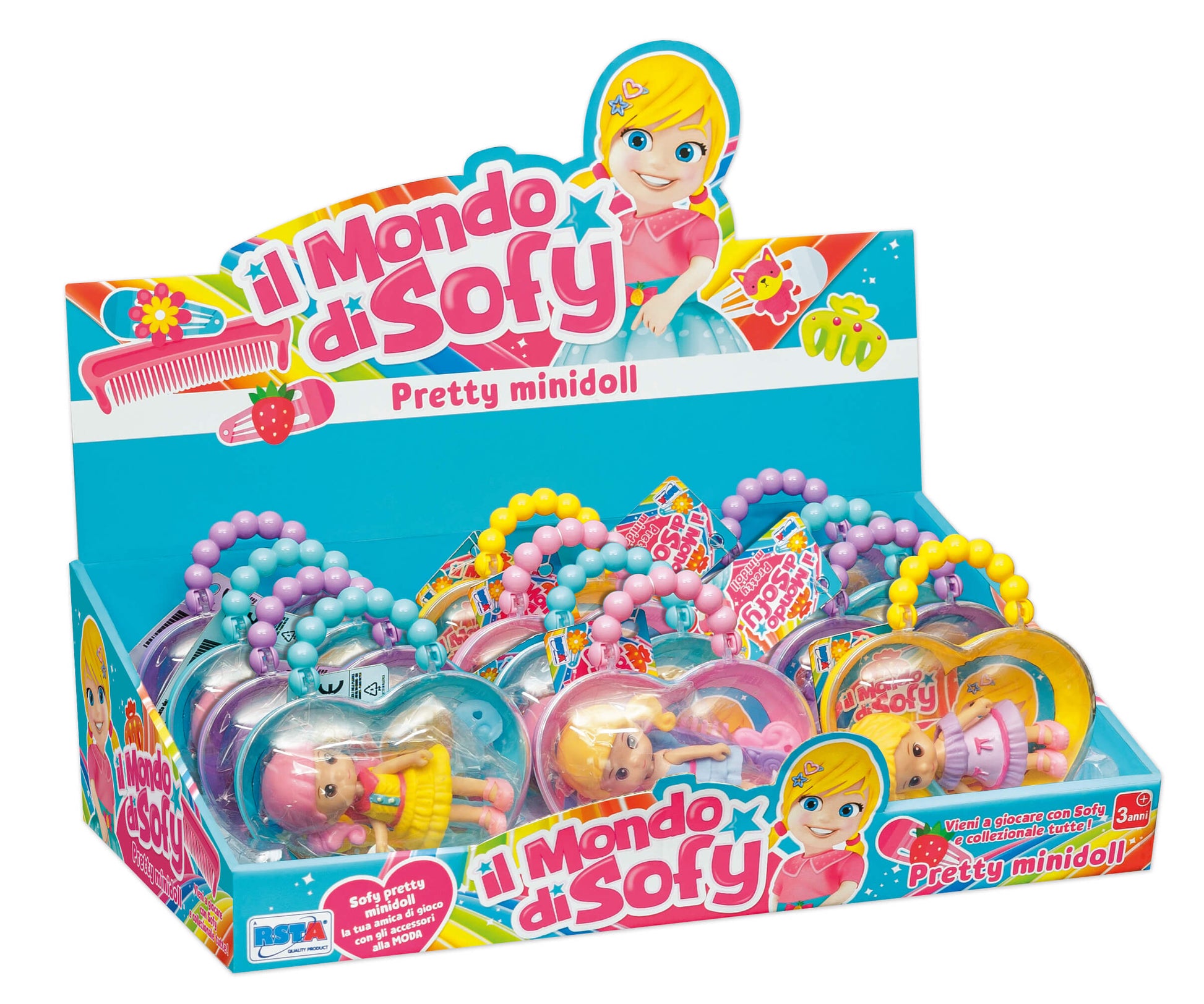 Sofy minidoll 9cm in borsetta cuoricino con manico perle