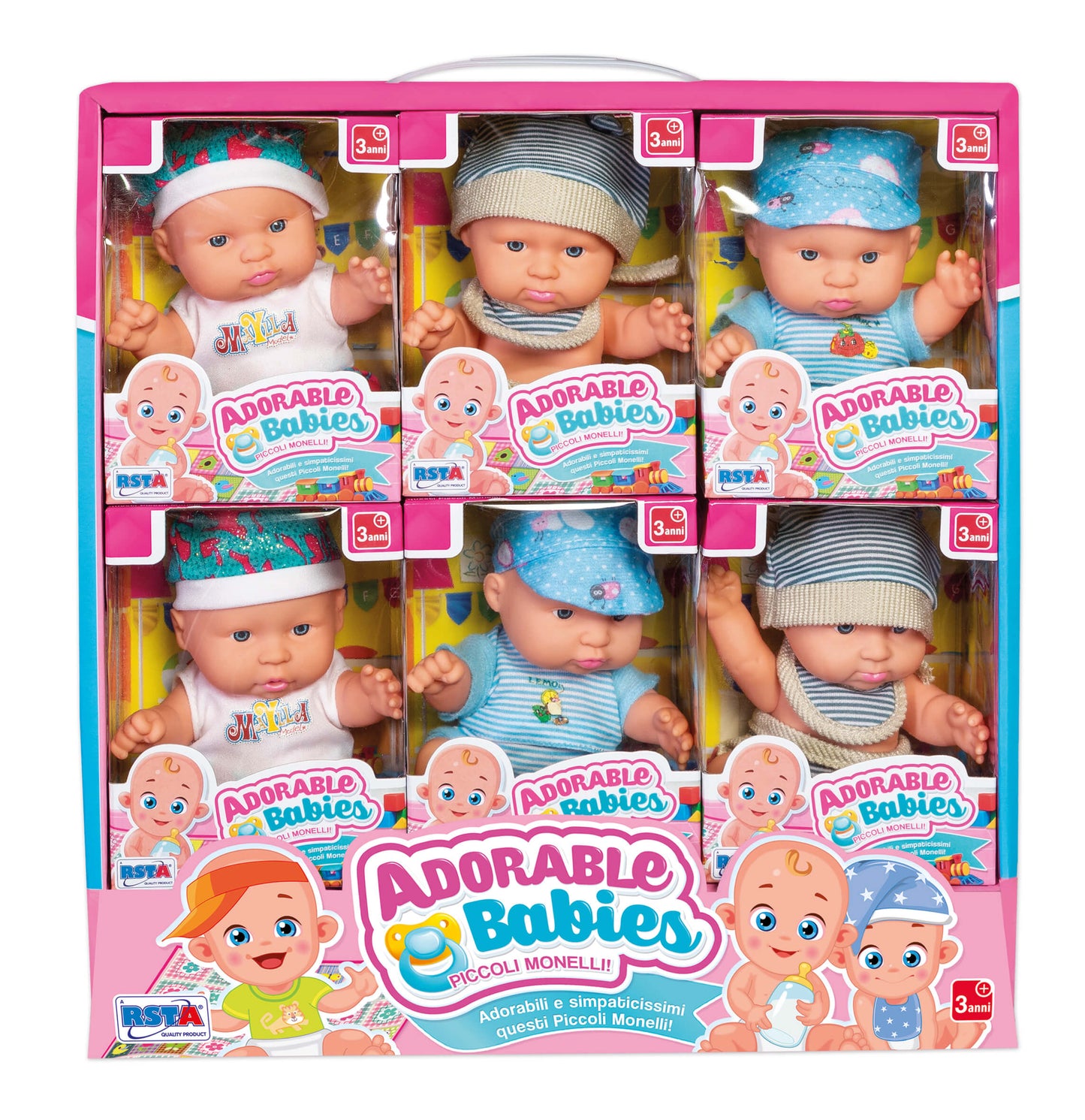 Bambola Adorable Babies da 20 cm con design realistico da neonato, abiti e accessori inclusi