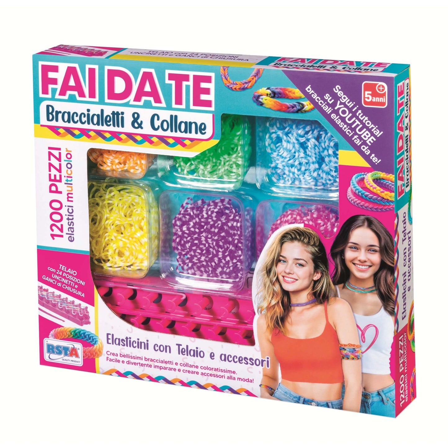 Kit Creativo Braccialetti e Collane fai da te con Telaio 1200 Elastici - 12301