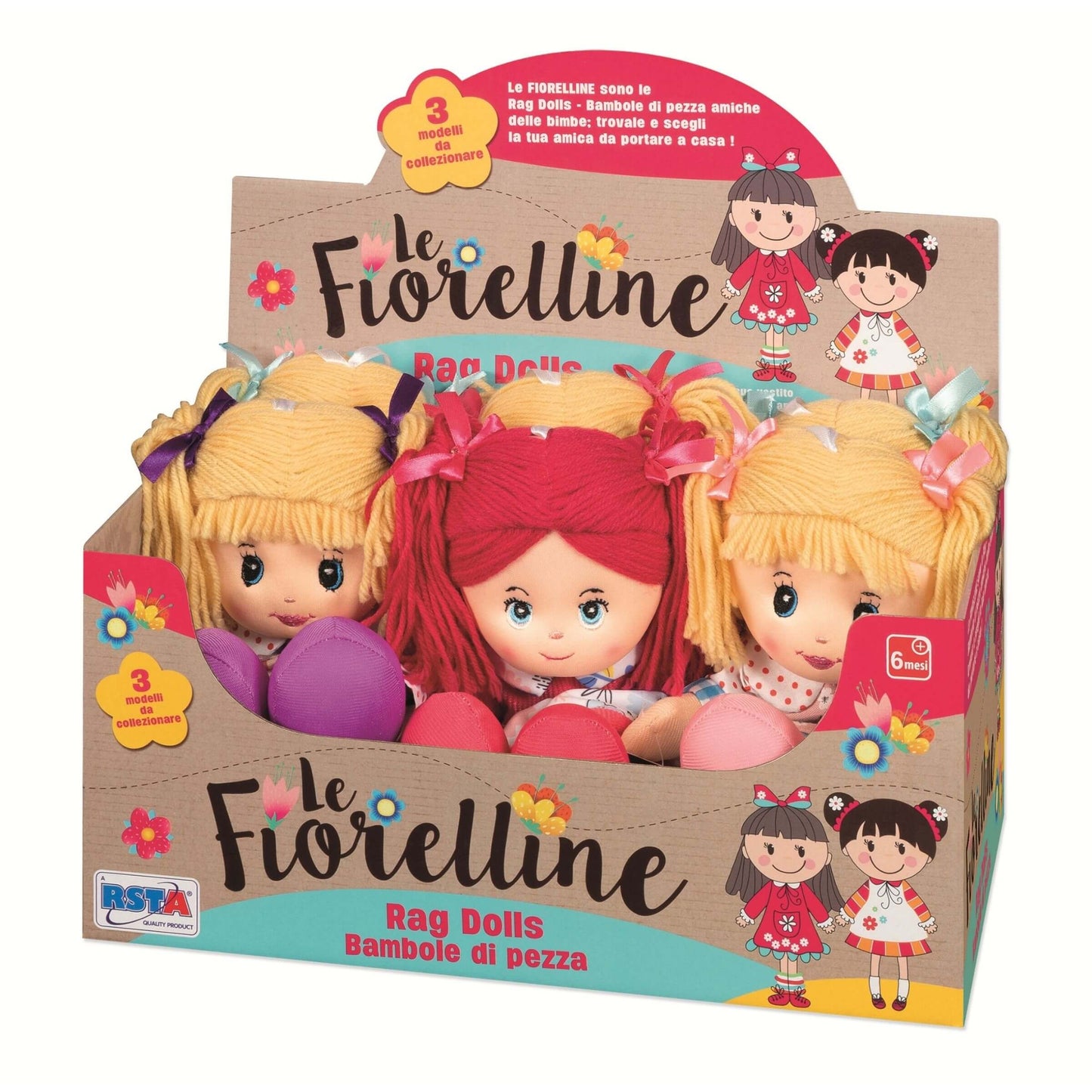 Display Bambola di Pezza le Fiorelline 30cm (6PZ) 11826