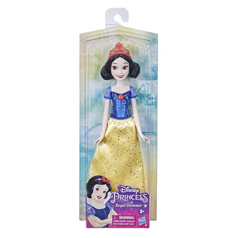 Bambola Disney Princess Royal Shimmer Biancaneve gonna giallo blu scintillante corona accessori
