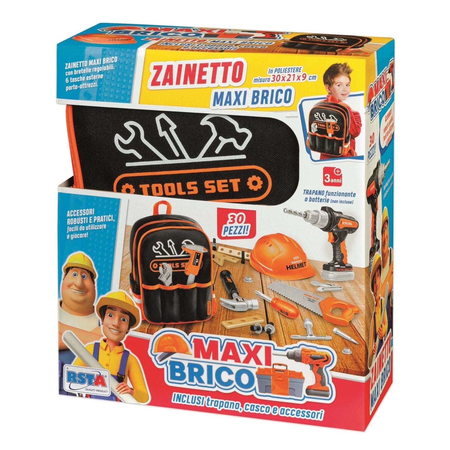 ZAINETTO MAXI BRICO 30 PEZZI CON TRAPANO A BATTERIA - 11691