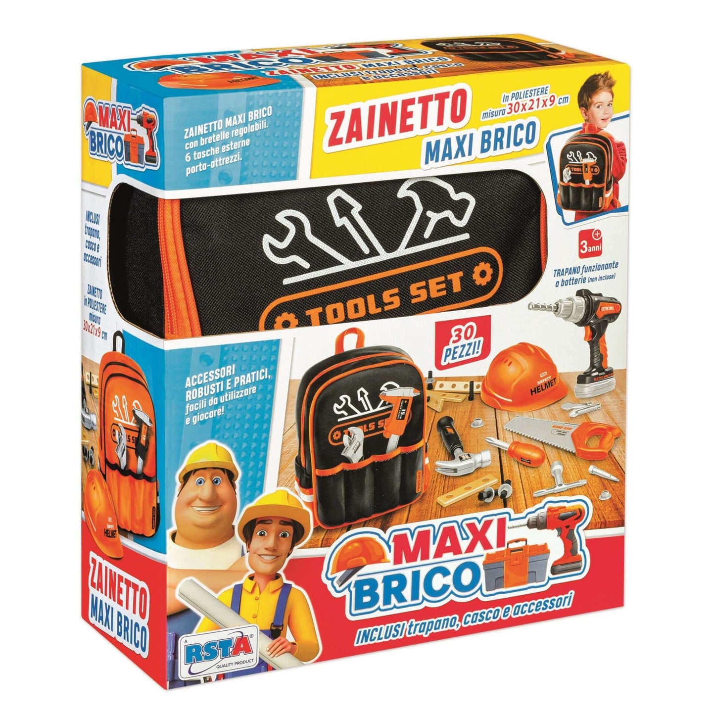 ZAINETTO MAXI BRICO 30 PEZZI CON TRAPANO A BATTERIA - 11691