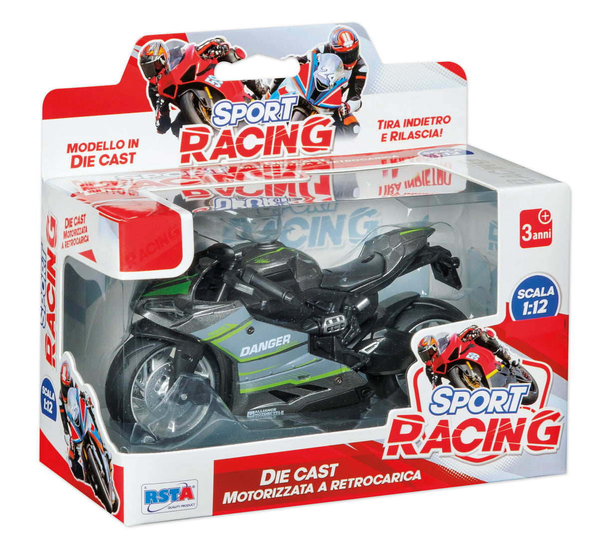 MOTO DIE CAST SPORT RACING 1:12 RETROCARICA - 11482