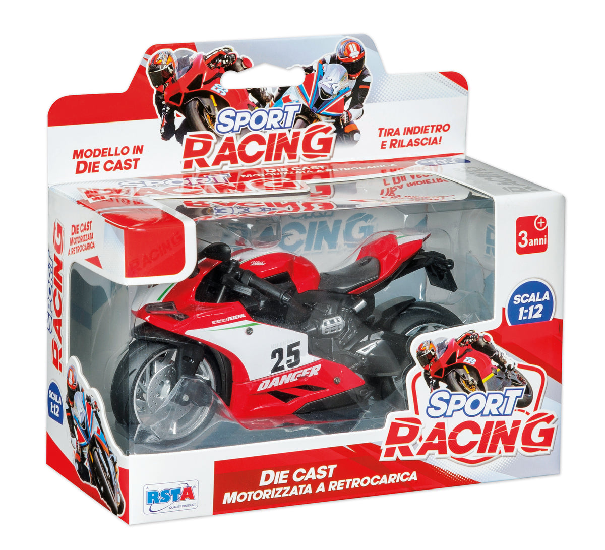 MOTO DIE CAST SPORT RACING 1:12 RETROCARICA - 11482
