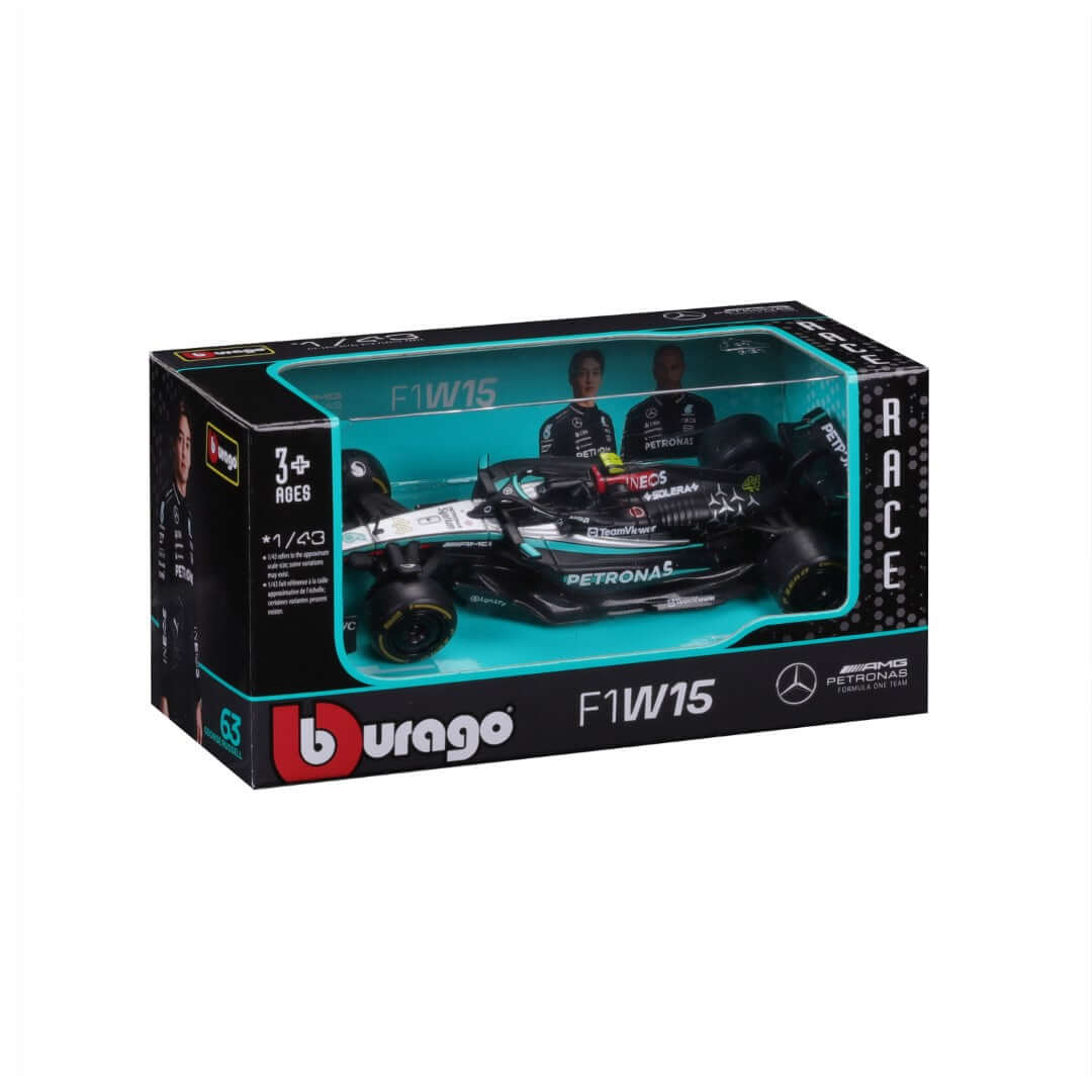 Modellino Mercedes W15 1 43 Bburago vista laterale livrea ufficiale 2024