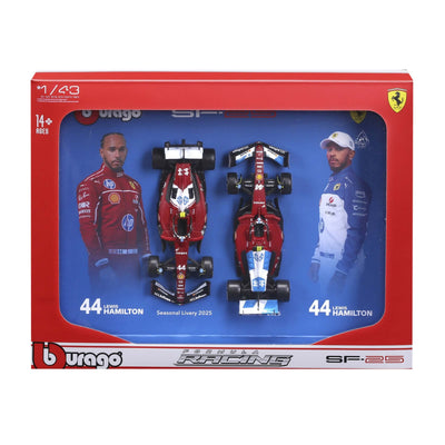 Bburago Ferrari F1 SF-25 N.44 Lewis Hamilton 2 Modellini Auto Die-Cast Miami e Australia Livery  Scala 1:43