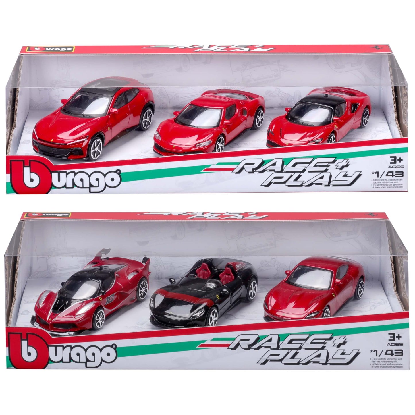 Set regalo 3 modellini Ferrari Die Cast 1:43 Bburago in confezione regalo