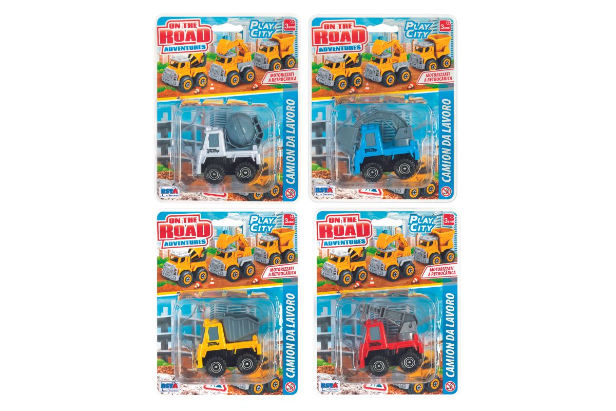Blister Camion PlayCity con funzione a retrocarica, diversi modelli assortiti per bambini