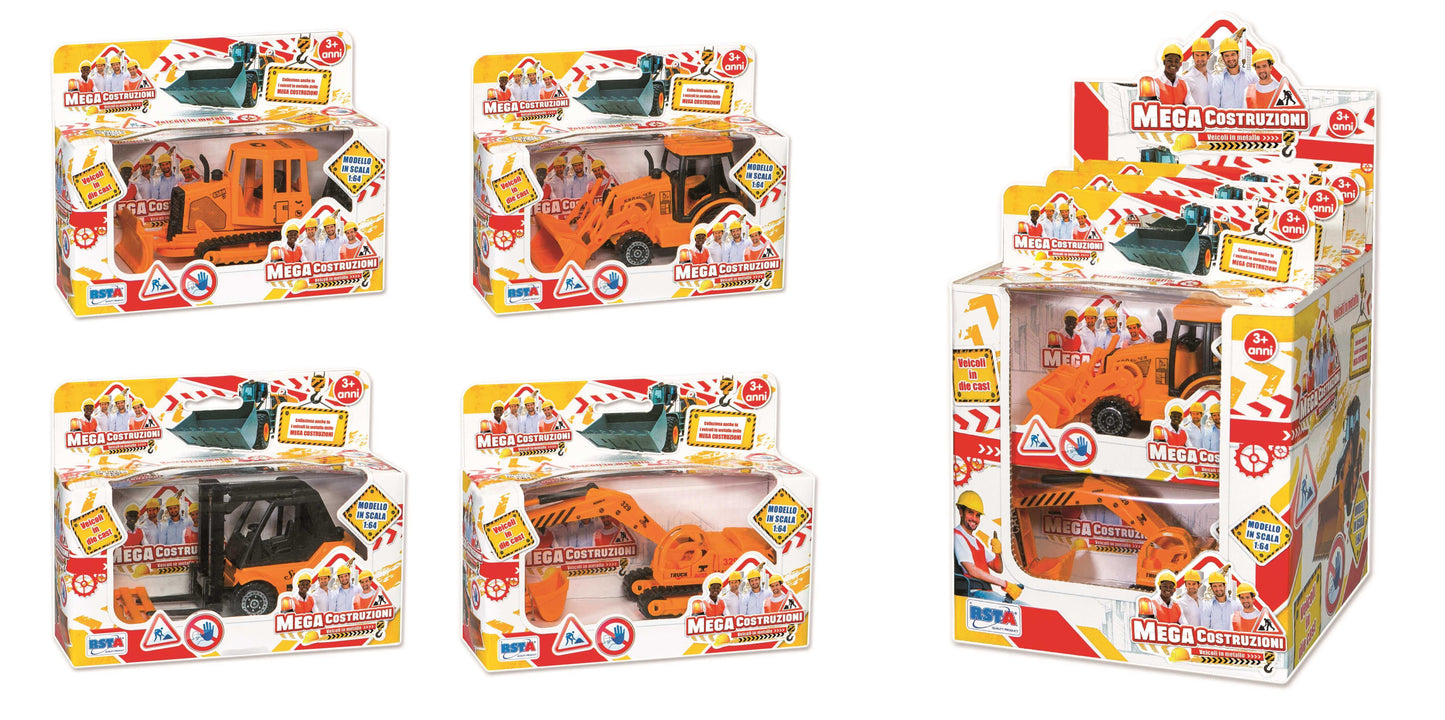 Display veicoli die cast Mega Costruzioni 6pz metallo alta qualita funzioni interattive