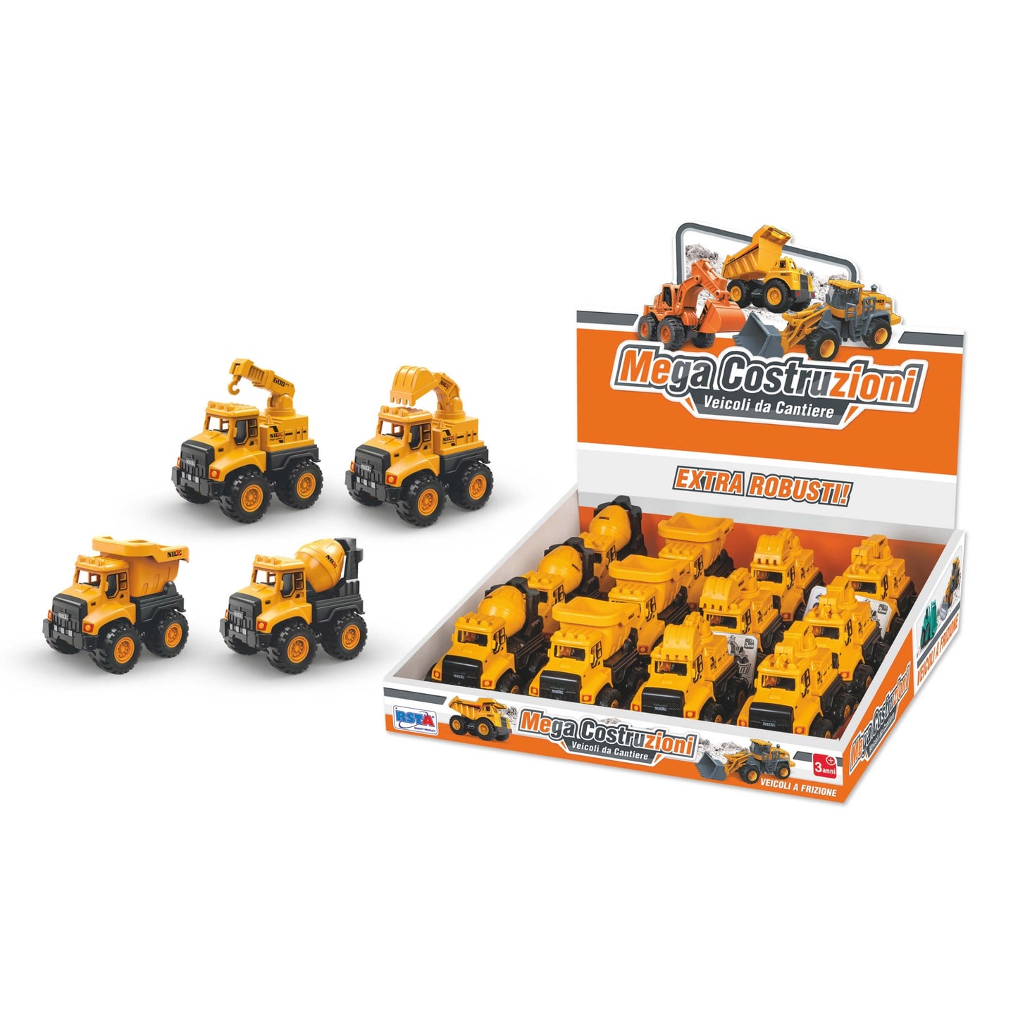 Mega Costruzioni Veicoli Cantiere a Frizione 9 cm - 12008