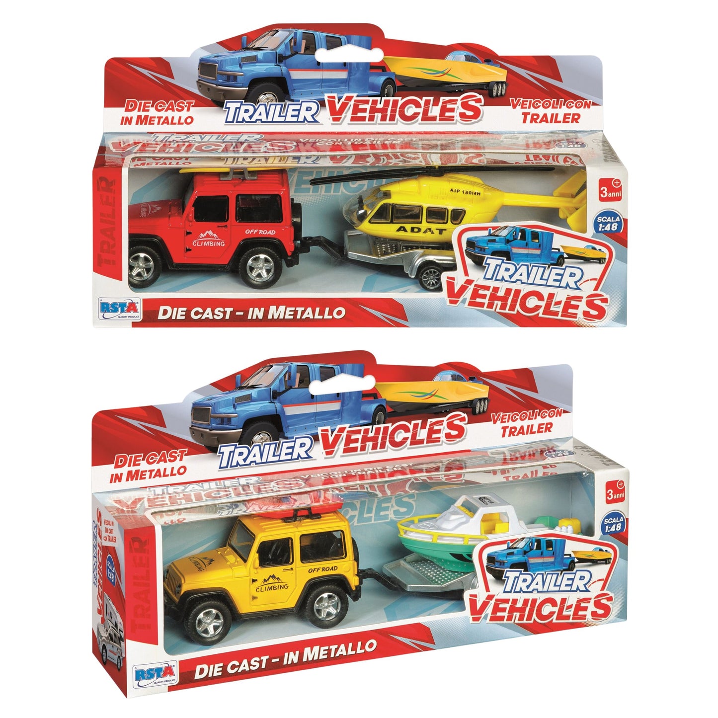 FUORISTRADA DIE CAST CON TRAILER - 22 cm - 1:38 - 11688